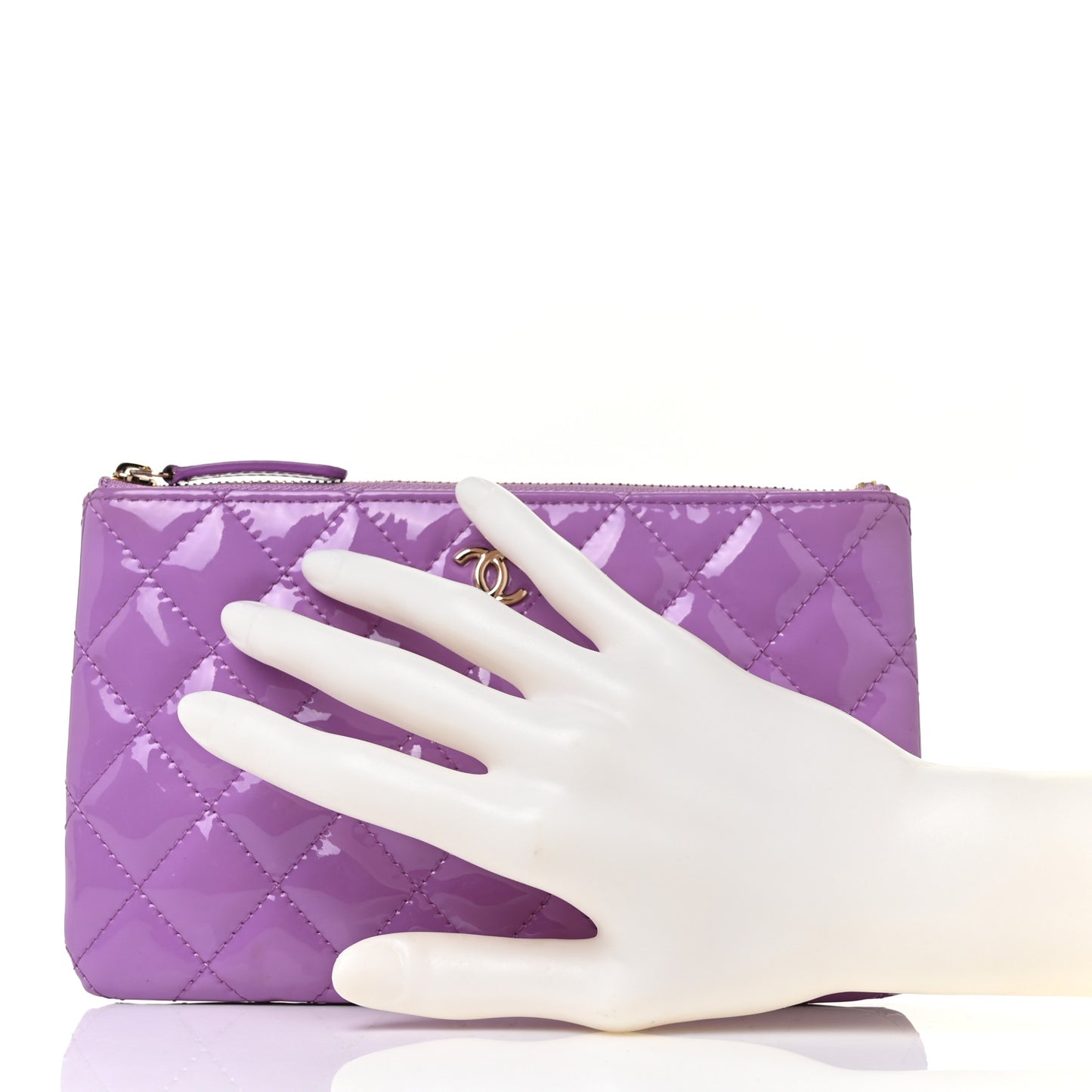 Patent Quilted Cosmetic Case Purple