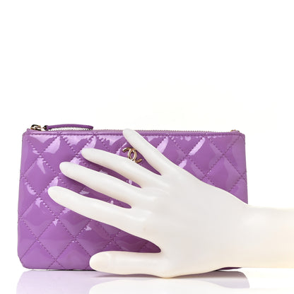 Chanel Patent Quilted Cosmetic Case Purple 2 of 10