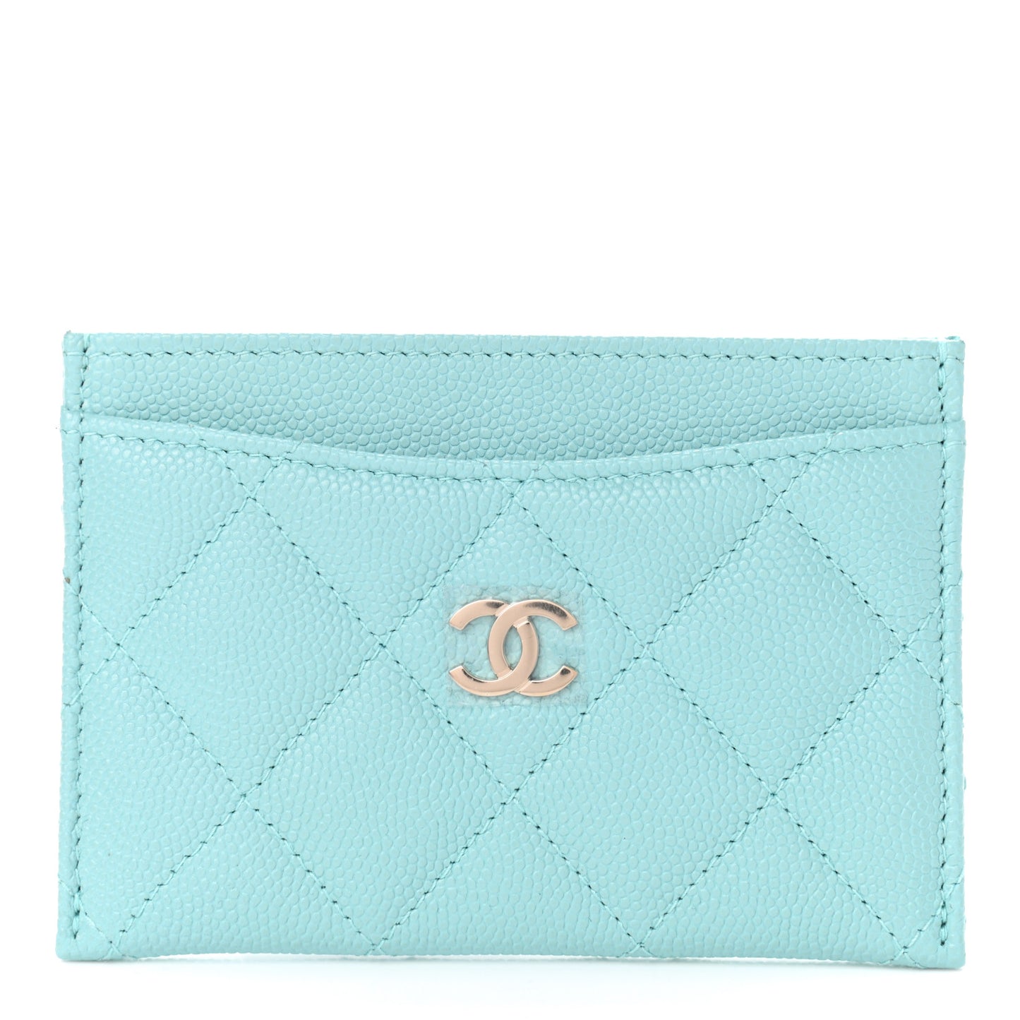 Caviar Quilted Card Holder Blue