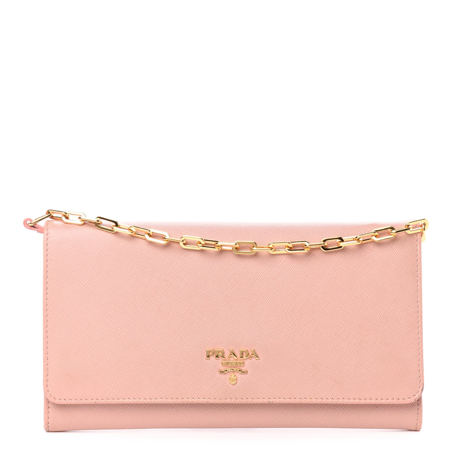 Prada Saffiano Metal Oro Chain Wallet Orchidea 1 of 10