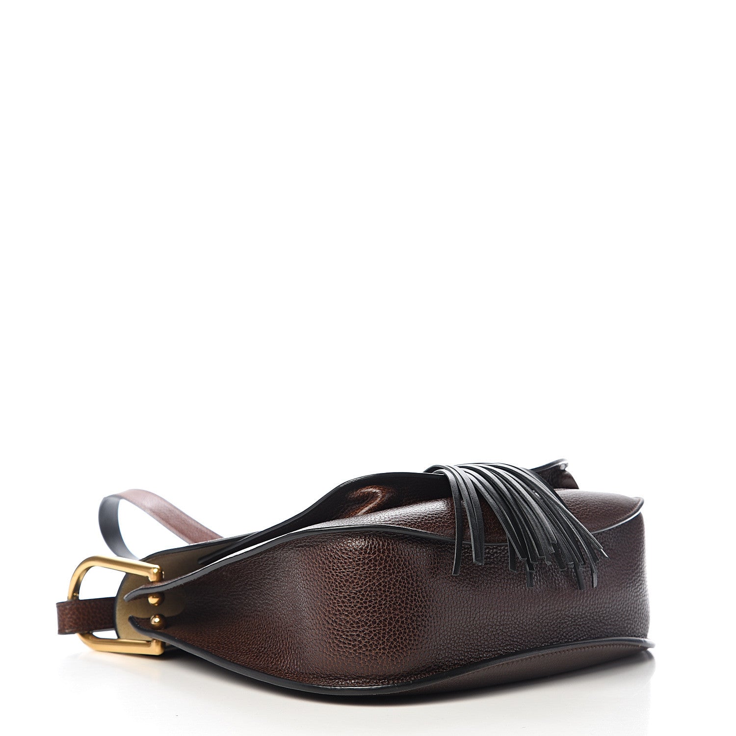 Chloe Grained Calfskin Medium Hudson Tassel Shoulder Bag Dark Wood 3 of 14