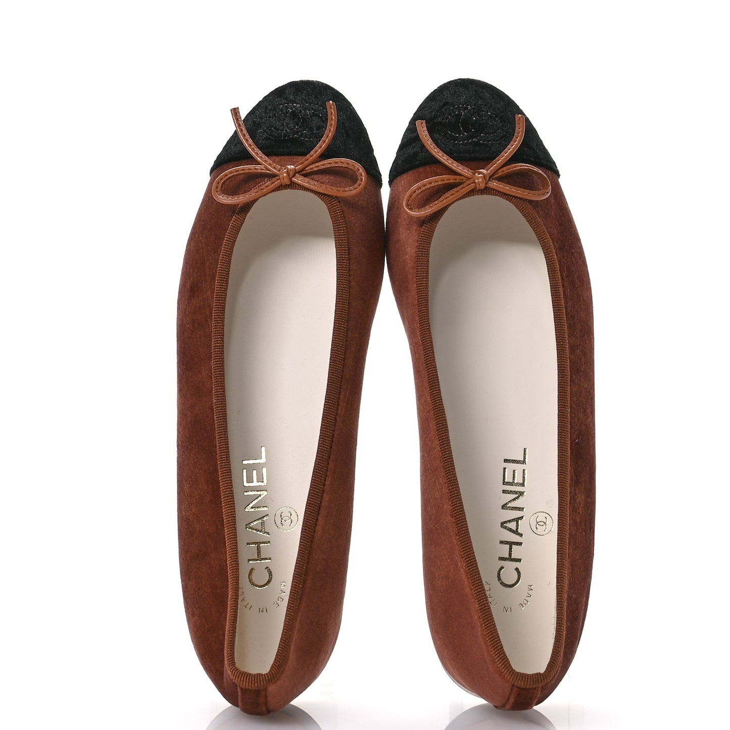 Velvet Cap Toe CC Ballerina Flats 38 Brown Black