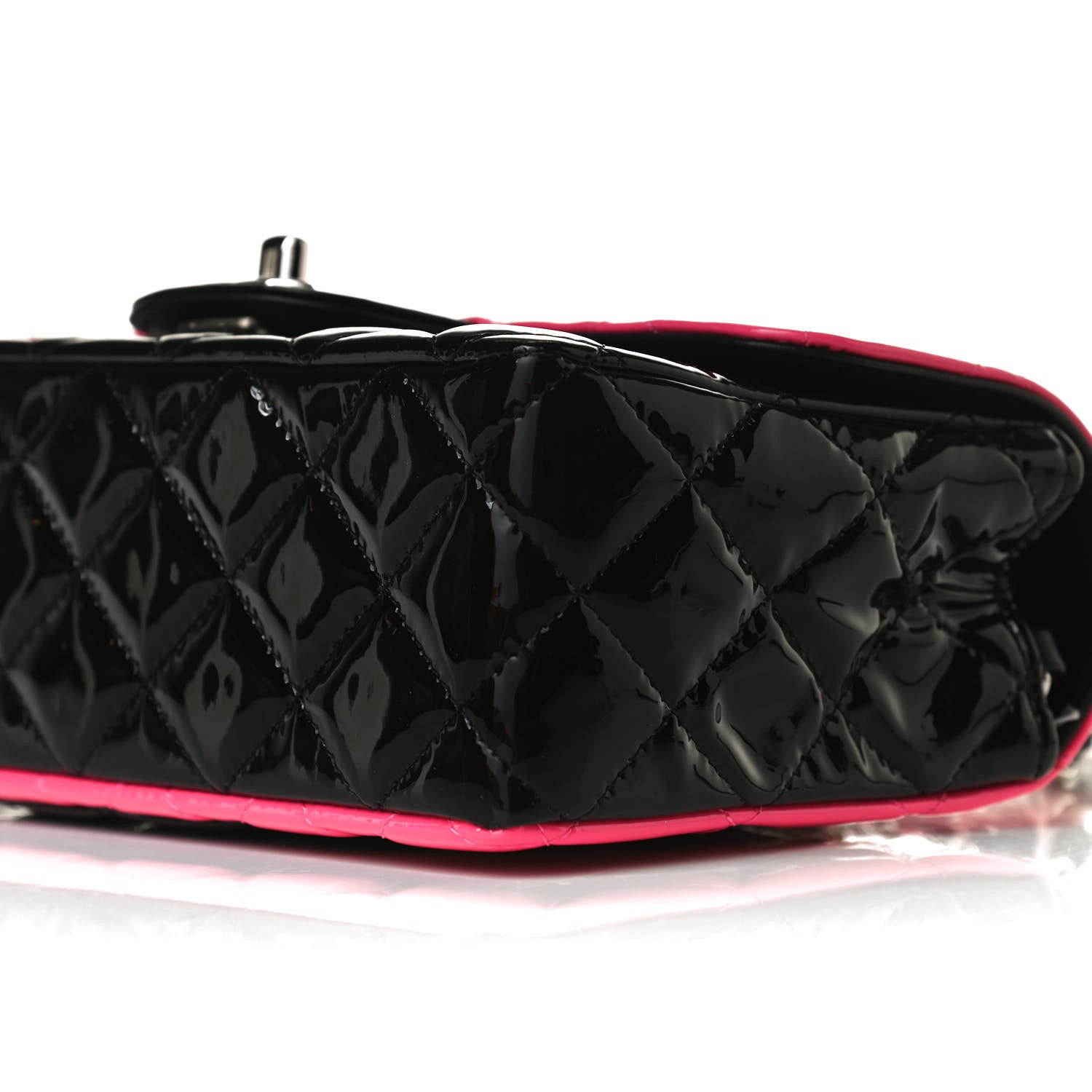 Chanel Patent Calfskin Quilted Bi-Color Mini Rectangular Flap Pink Black 10 of 13