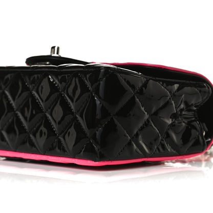 Chanel Patent Calfskin Quilted Bi-Color Mini Rectangular Flap Pink Black 10 of 13