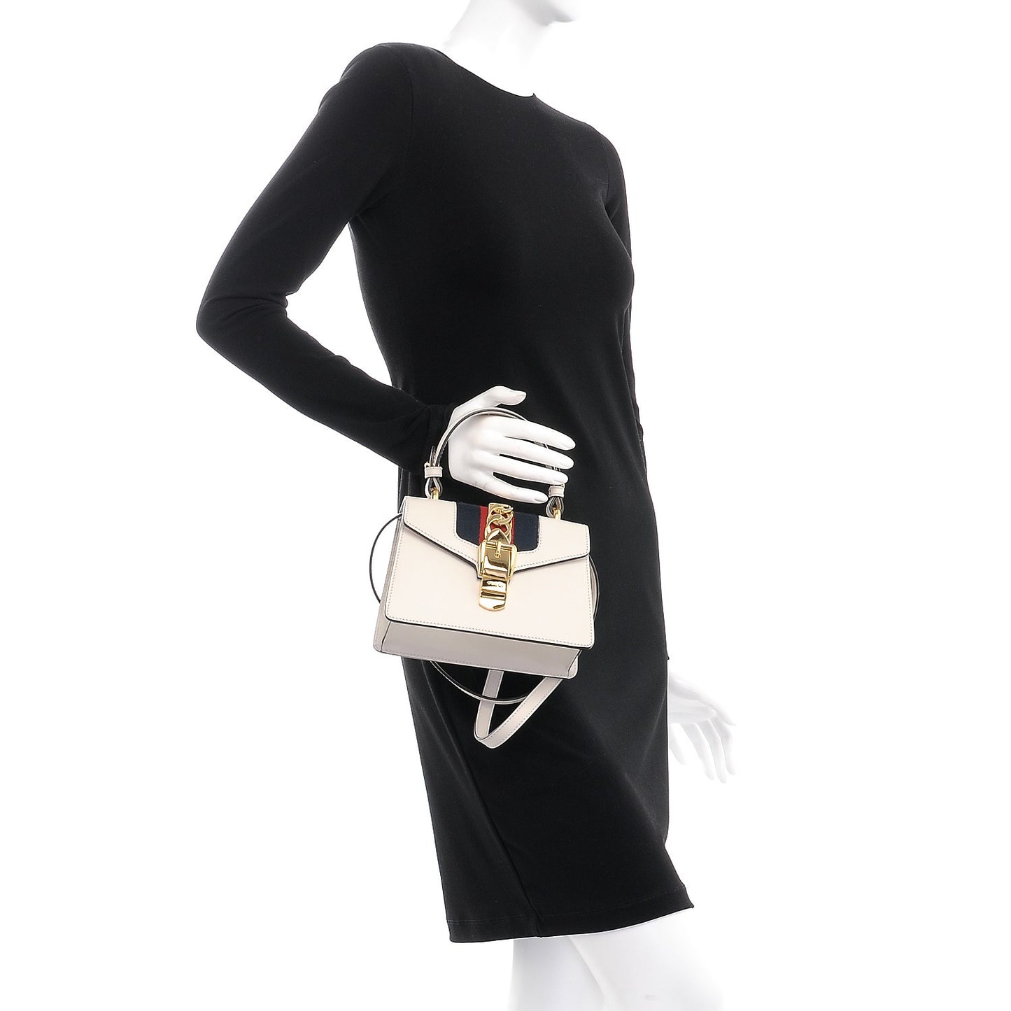 Calfskin Mini Sylvie Top Handle Bag White