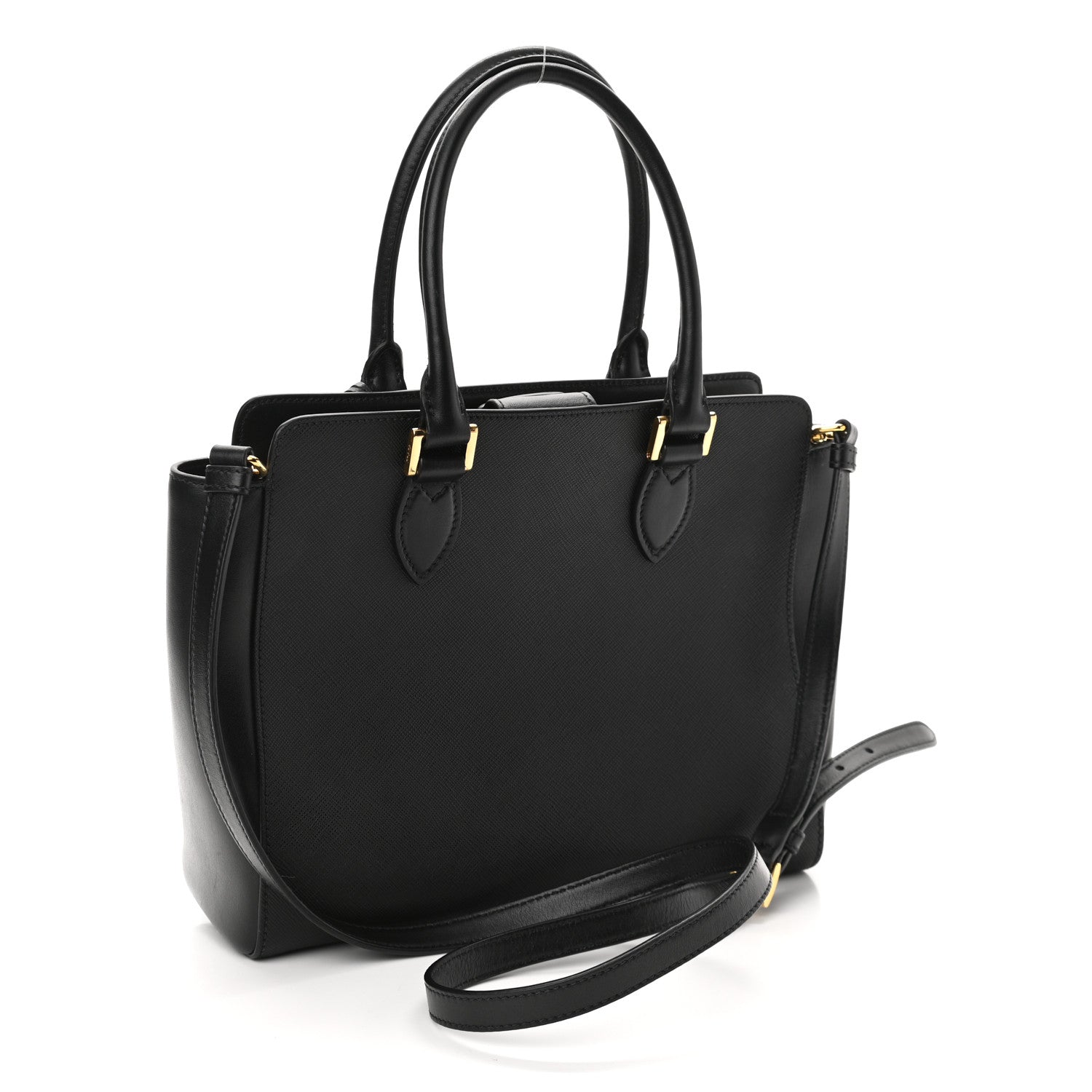 Prada Saffiano Soft Calfskin Small Zippered Tote Black 3 of 11