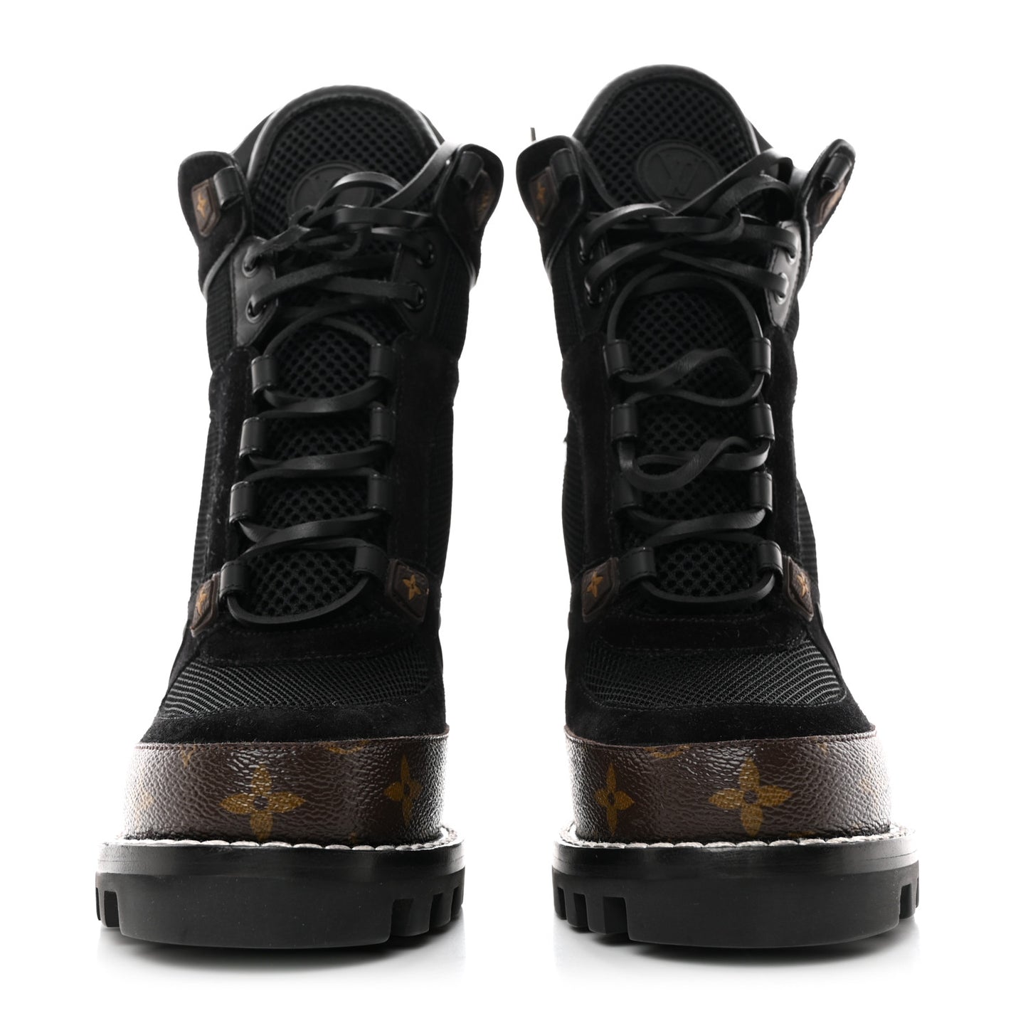 Suede Calfskin Monogram Star Trail Ankle Boots 38.5 Black