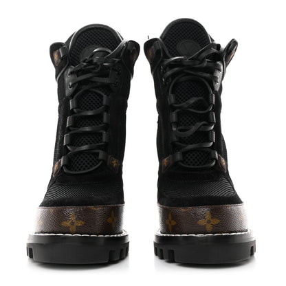 Louis Vuitton Suede Calfskin Monogram Star Trail Ankle Boots 38.5 Black 2 of 10