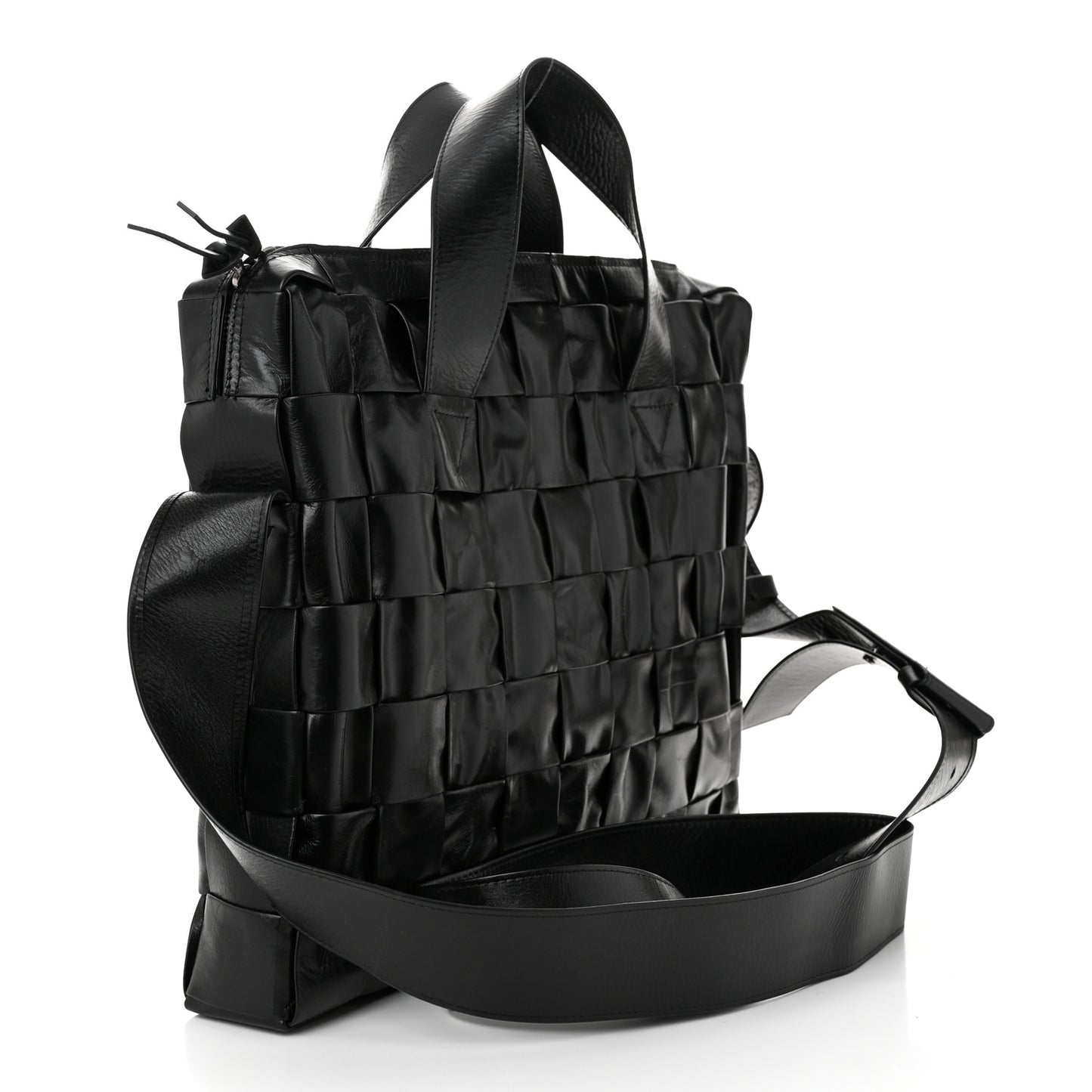 Paper Calfskin Maxi Intrecciato The Cassette Case Black