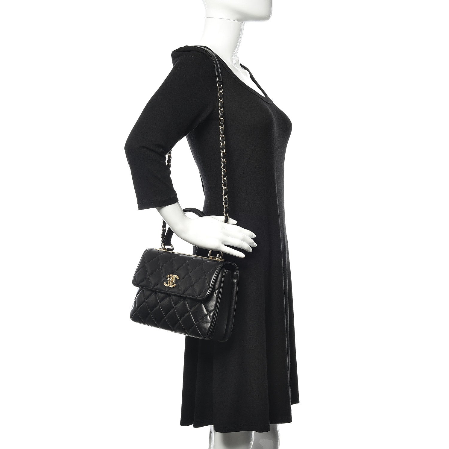Chanel Lambskin Quilted Small Trendy CC Dual Handle Flap Bag Black 2 of 12