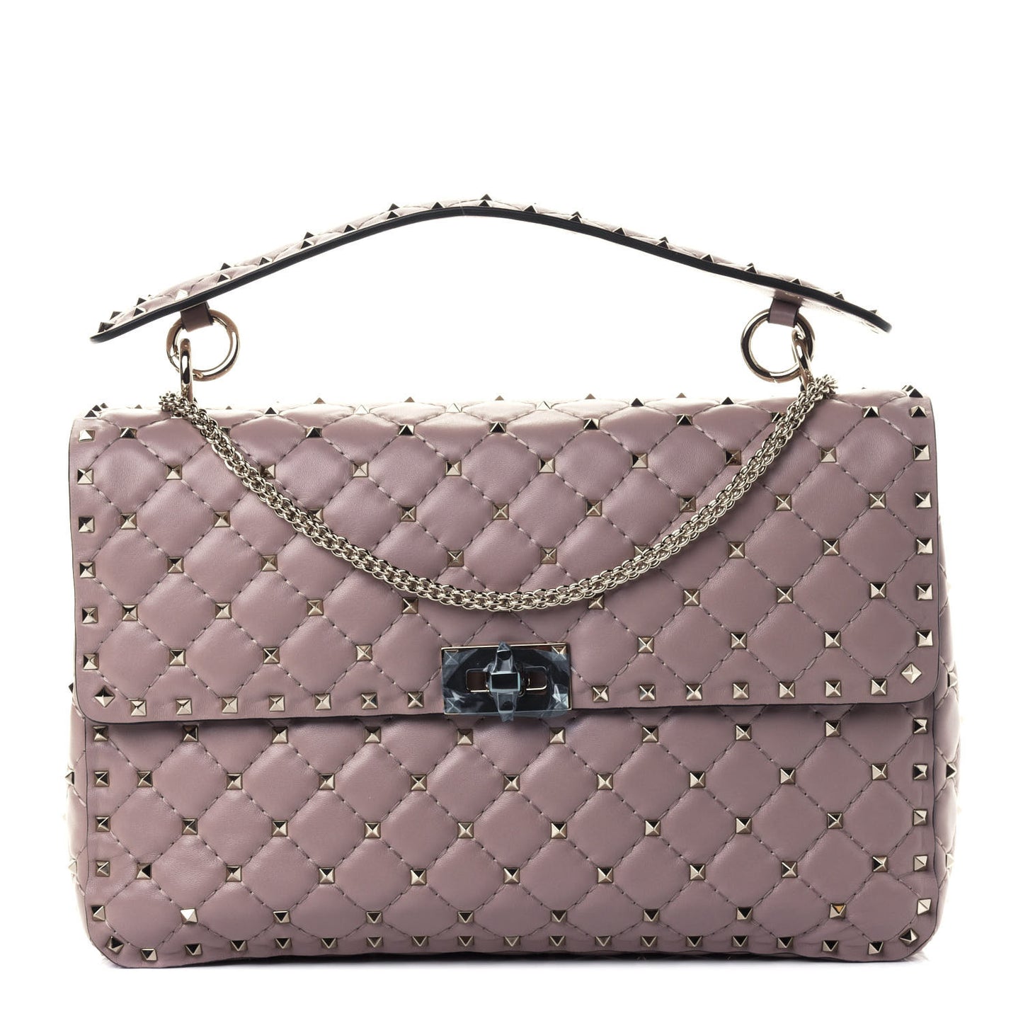 Nappa Large Rockstud Spike Shoulder Bag Poudre