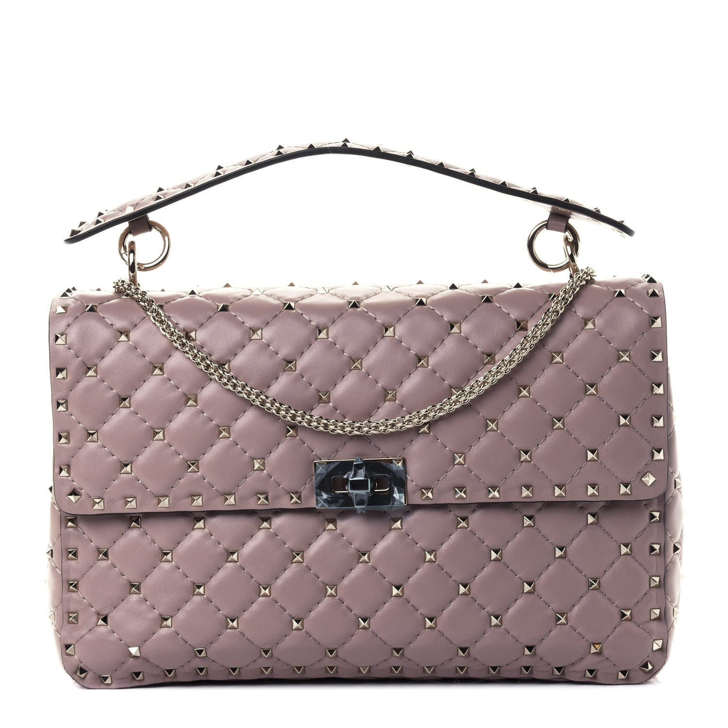 Valentino Garavani Nappa Large Rockstud Spike Shoulder Bag Poudre 1 of 4