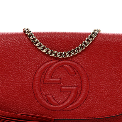 Gucci Pebbled Calfskin Medium Soho Flap Crossbody Vibrant Red 5 of 10