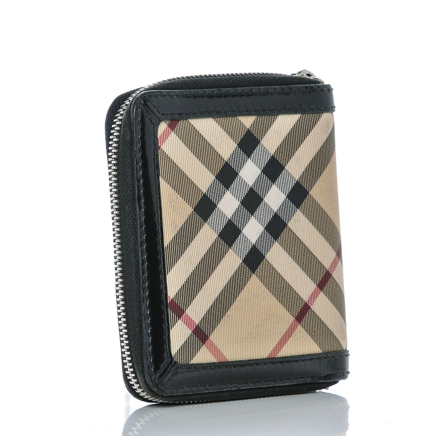 Burberry Supernova Check Compact Zip Around Wallet Black 3 of 7