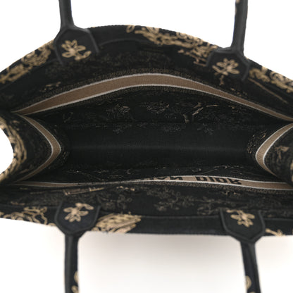 Christian Dior Canvas Embroidered Large Ornamental Cornely Book Tote Black Beige 5 of 14