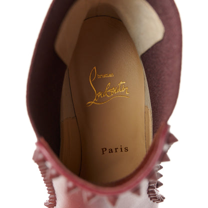 Christian Louboutin Calfskin Out Line Spike Lug 70 Boots 36.5 Bordeaux 7 of 8