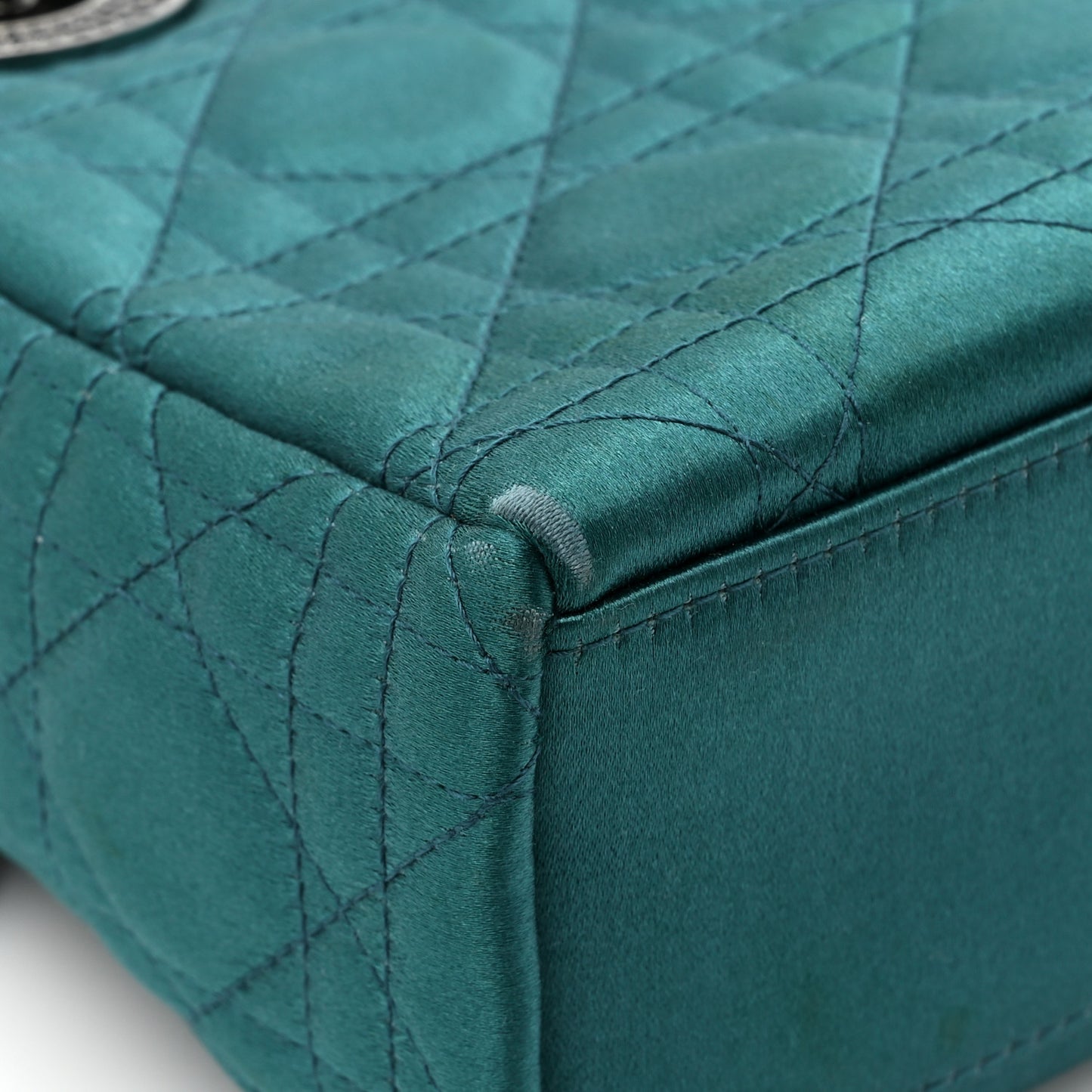 Satin Swarovski Crystal Cannage Mini Lady Dior Teal