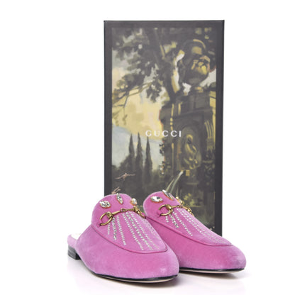 Gucci Velvet Marquise Crystals Womens Princetown Slippers 37.5 Malva Dark Malva 9 of 9