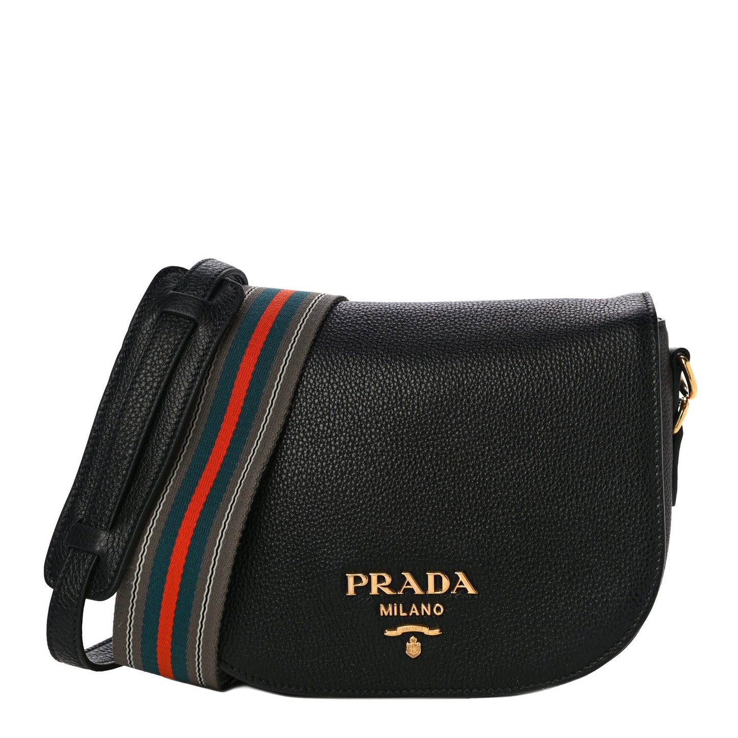 Vitello Daino Soft Shoulder Flap Bag Black