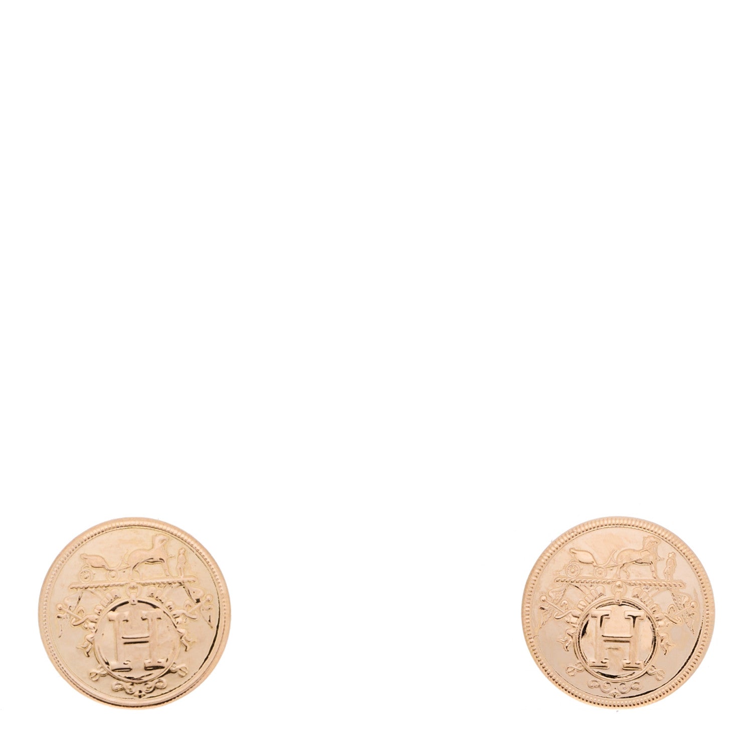 Hermes 18K Rose Gold TPM Ex-Libris Stud Earrings 1 of 4