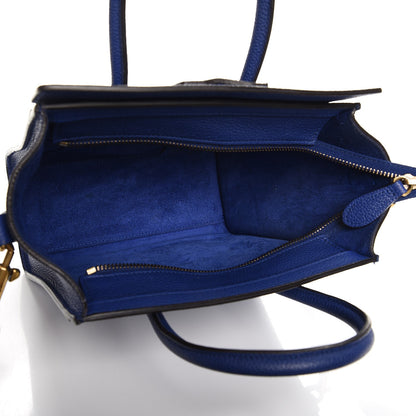 Celine Drummed Calfskin Nano Luggage Indigo 5 of 14