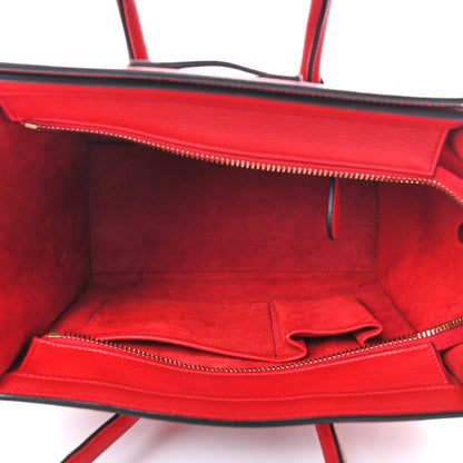 Celine Drummed Calfskin Micro Luggage Coquelicot 5 of 9