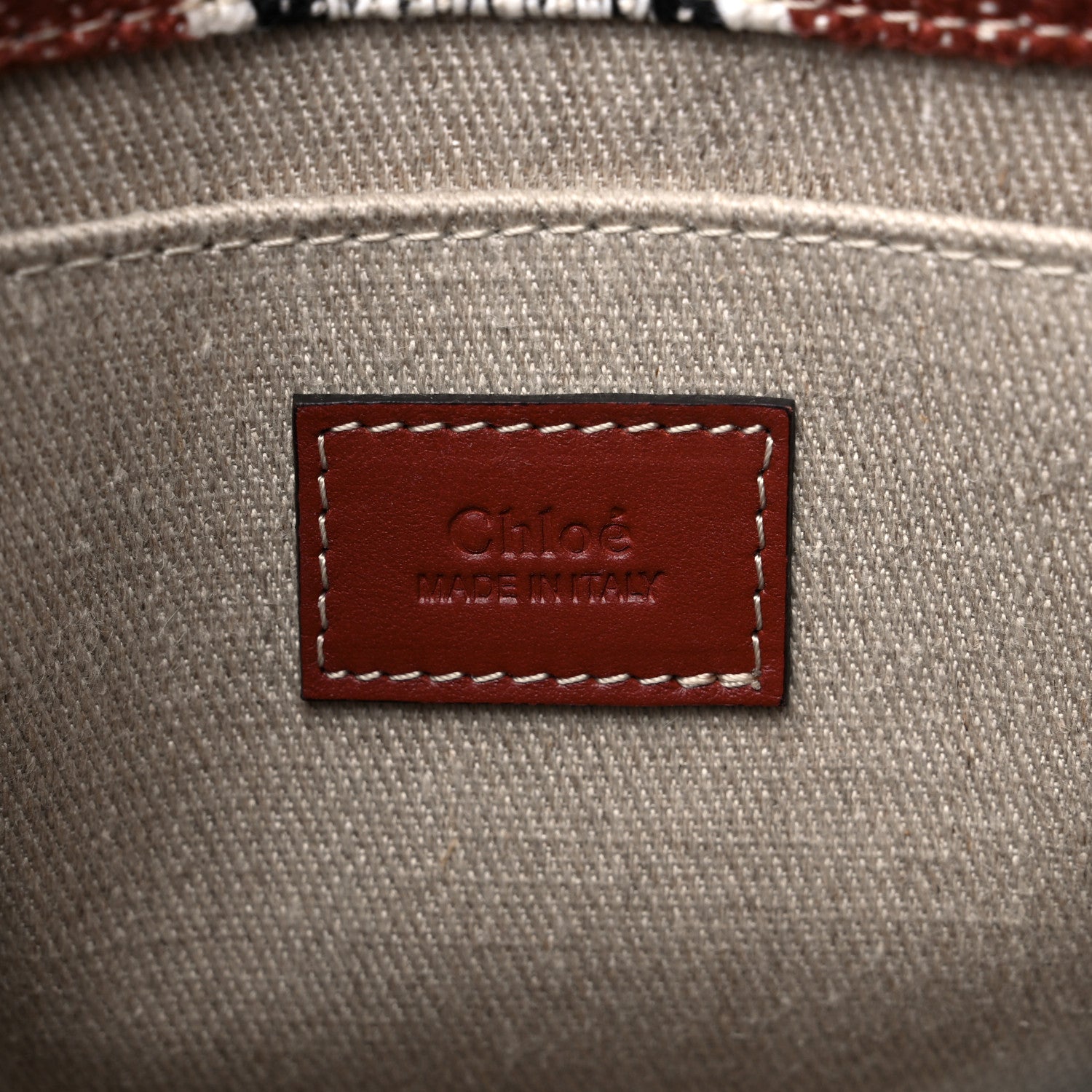 Chloe Cotton Calfskin Small Woody Ribbon Tote Sepia Brown 6 of 14