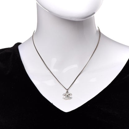 Chanel Crystal CC Necklace Silver 2 of 4