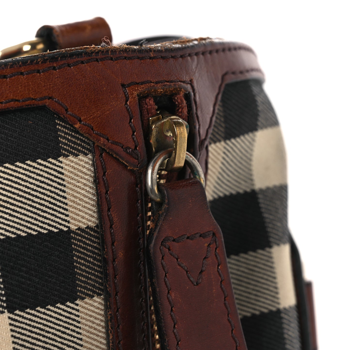 House Check Bridle Calfskin Medium Alchester Bowling Bag Dark Tan