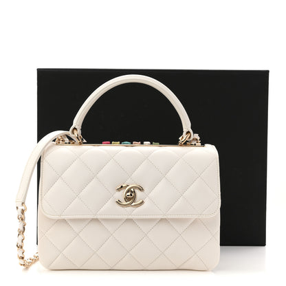 Chanel Lambskin Lacquered Quilted Small Trendy CC Dual Handle Flap Bag White 20 of 21