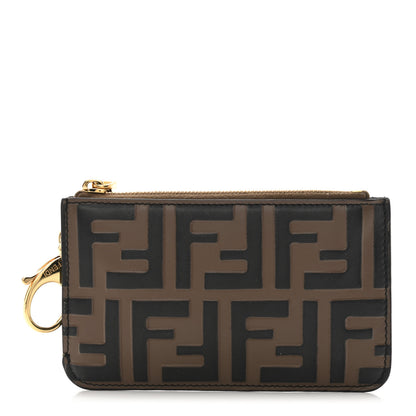 Fendi Vitello Soft F is Fendi Bi-Color FF 1974 Embossed Key Case Pouch Maya Black 1 of 9