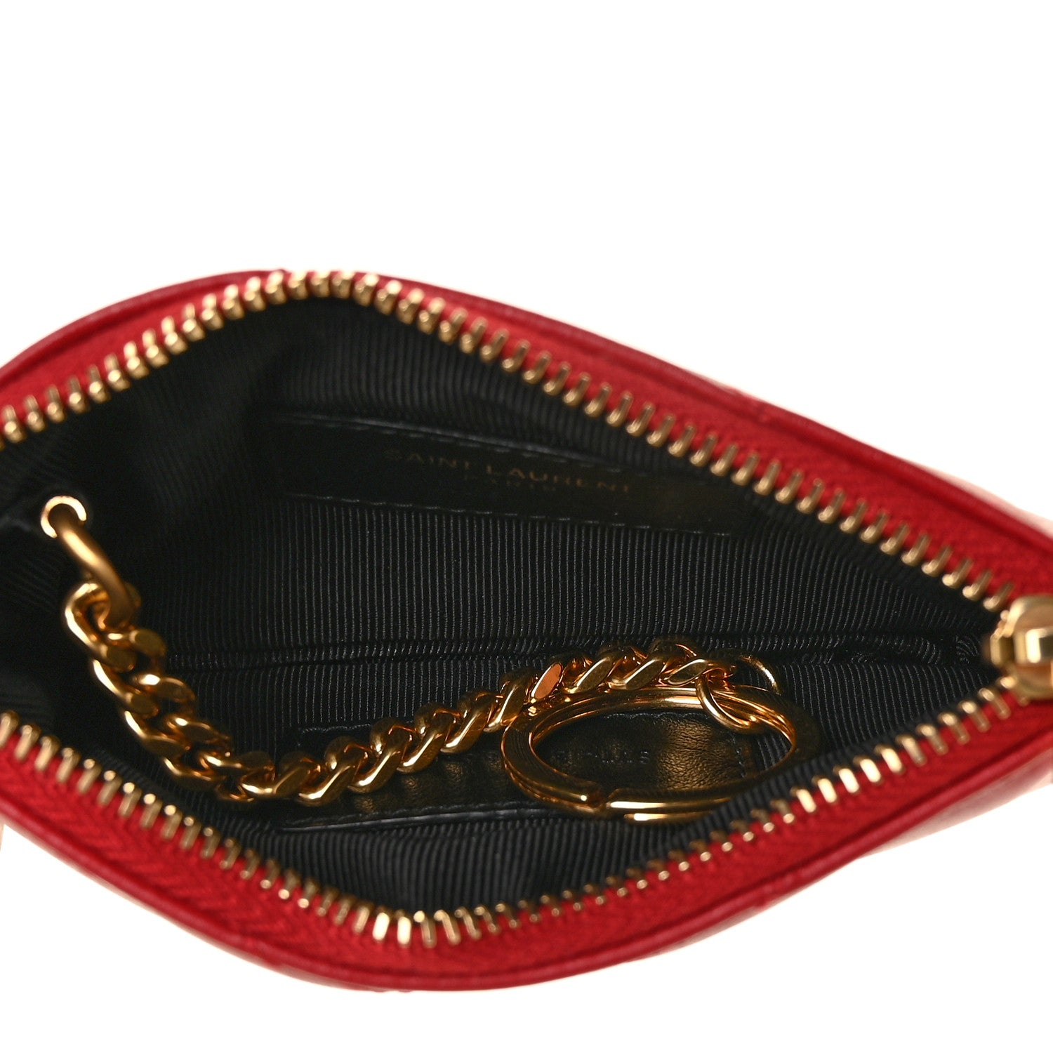 Saint Laurent Calfskin Matelasse Monogram Key Pouch Rouge Eros 5 of 8