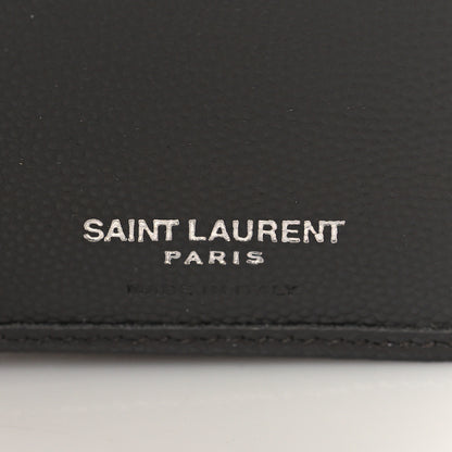 Saint Laurent Grain De Poudre Matelasse Chevron Monogram Compact Zip Around Wallet Earth 6 of 8