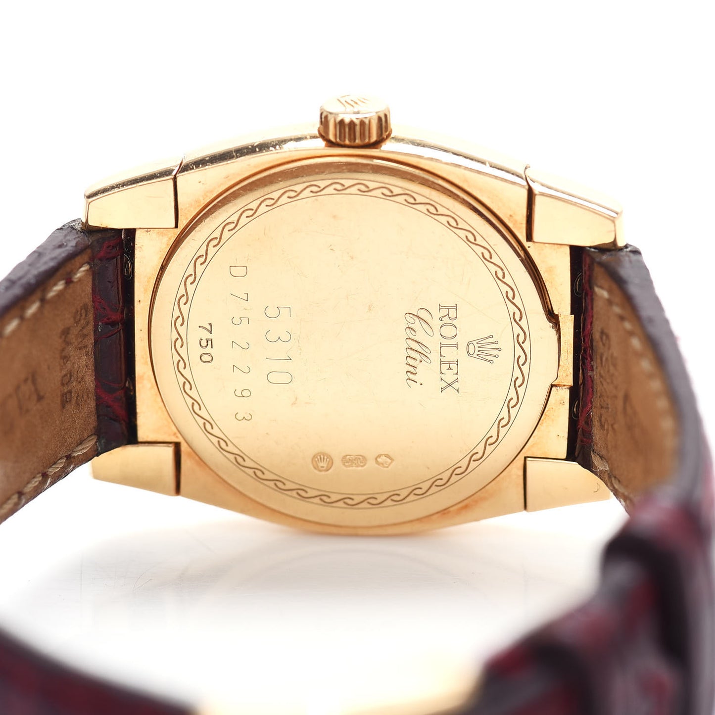 18K Yellow Gold Alligator 26mm Cellini Manual Winding Watch White 5310