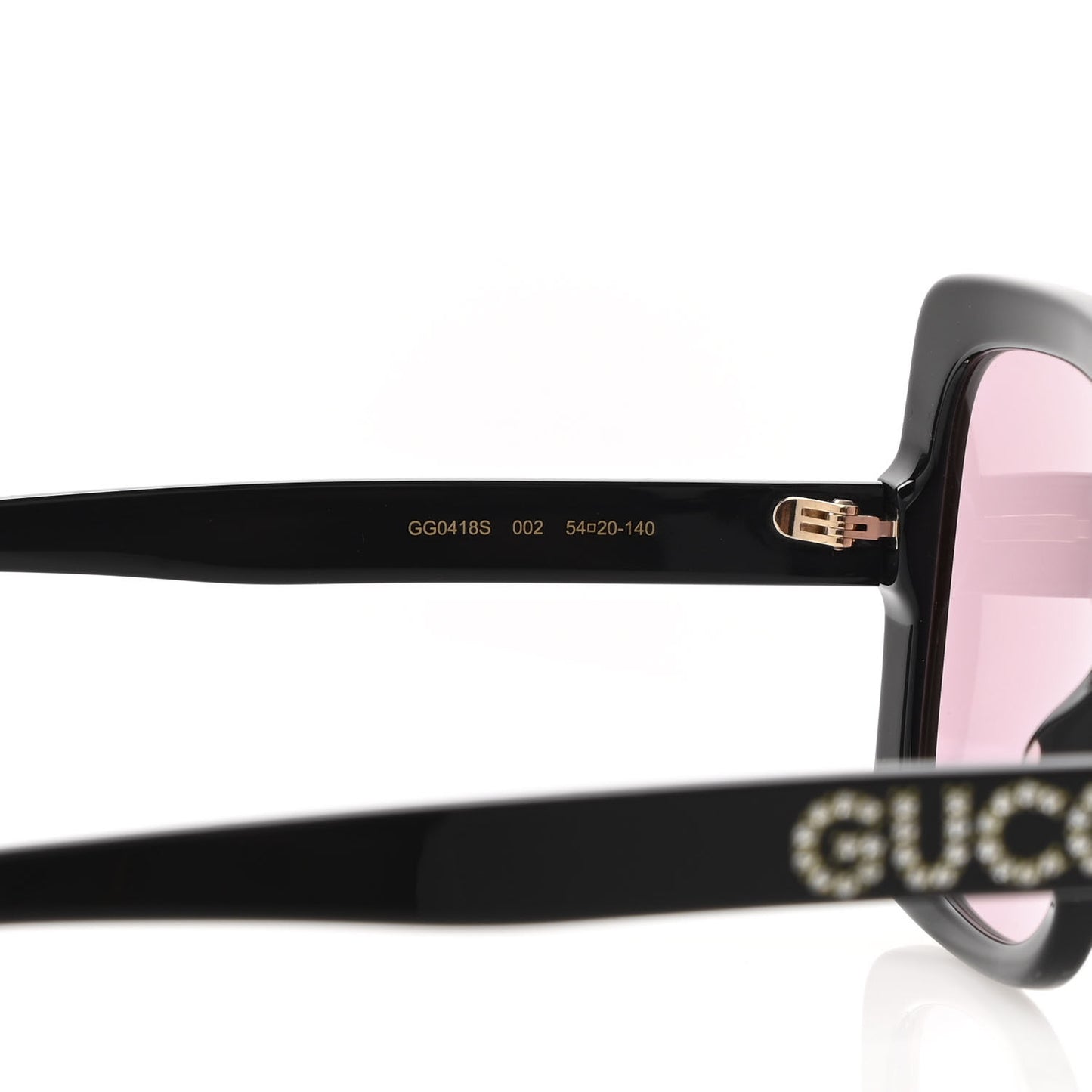 Crystal Square Frame GG Sunglasses GG0418S Black Pink