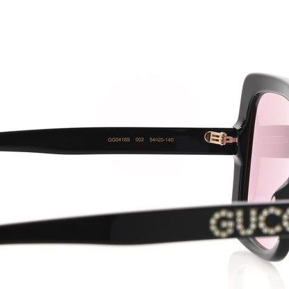 Gucci Crystal Square Frame GG Sunglasses GG0418S Black Pink 5 of 9