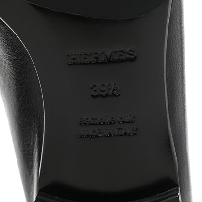 Hermes Goatskin Womens Paris Loafers 39.5 Black 6 of 9