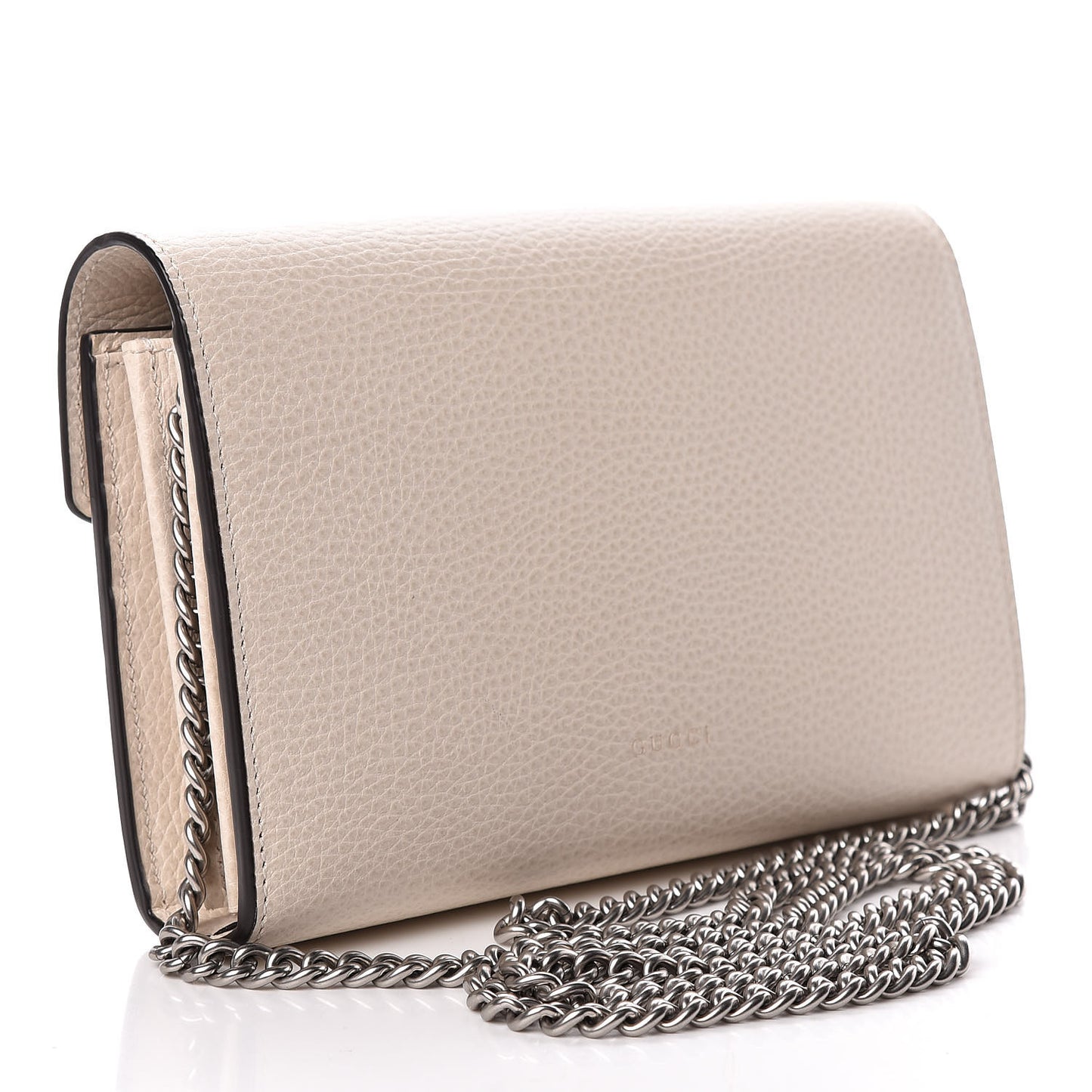 Dollar Calfskin Mini Dionysus Chain Wallet Mystic White