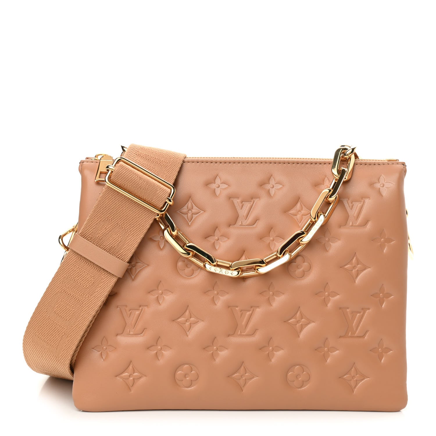 Louis Vuitton Lambskin Embossed Monogram Coussin PM Camel 1 of 9