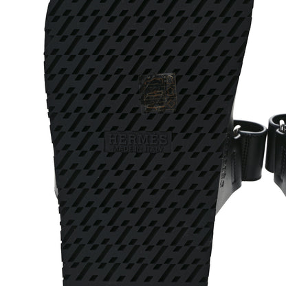 Hermes Calfskin Womens Chypre Sandals 39.5 Black 6 of 9