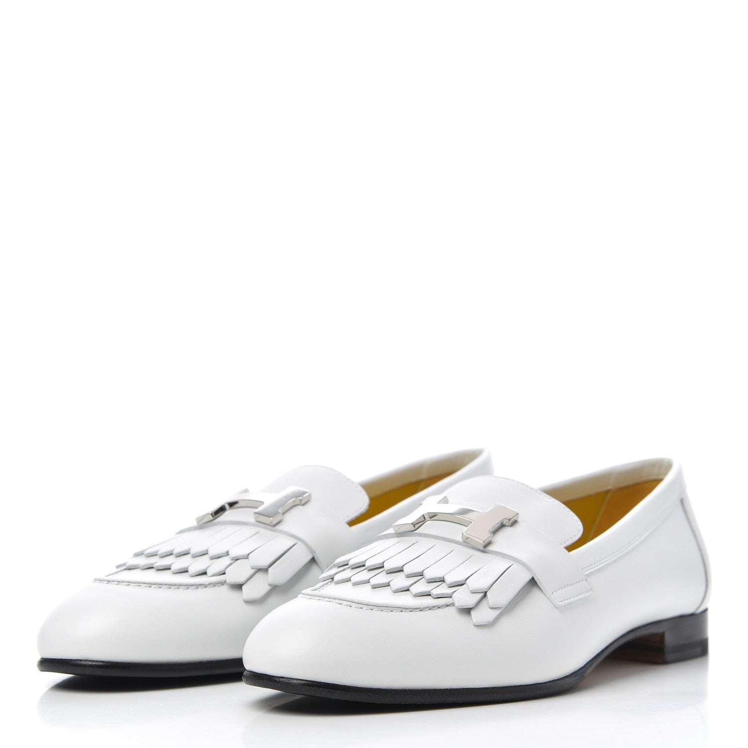 Hermes Calfskin Womens Royal Loafers 36.5 White 3 of 14