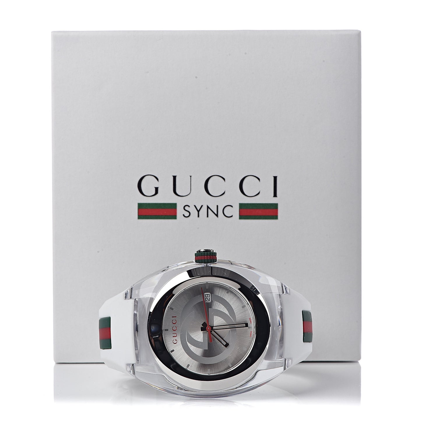 Stainless Steel Rubber 46mm Sync Web Quartz Watch White