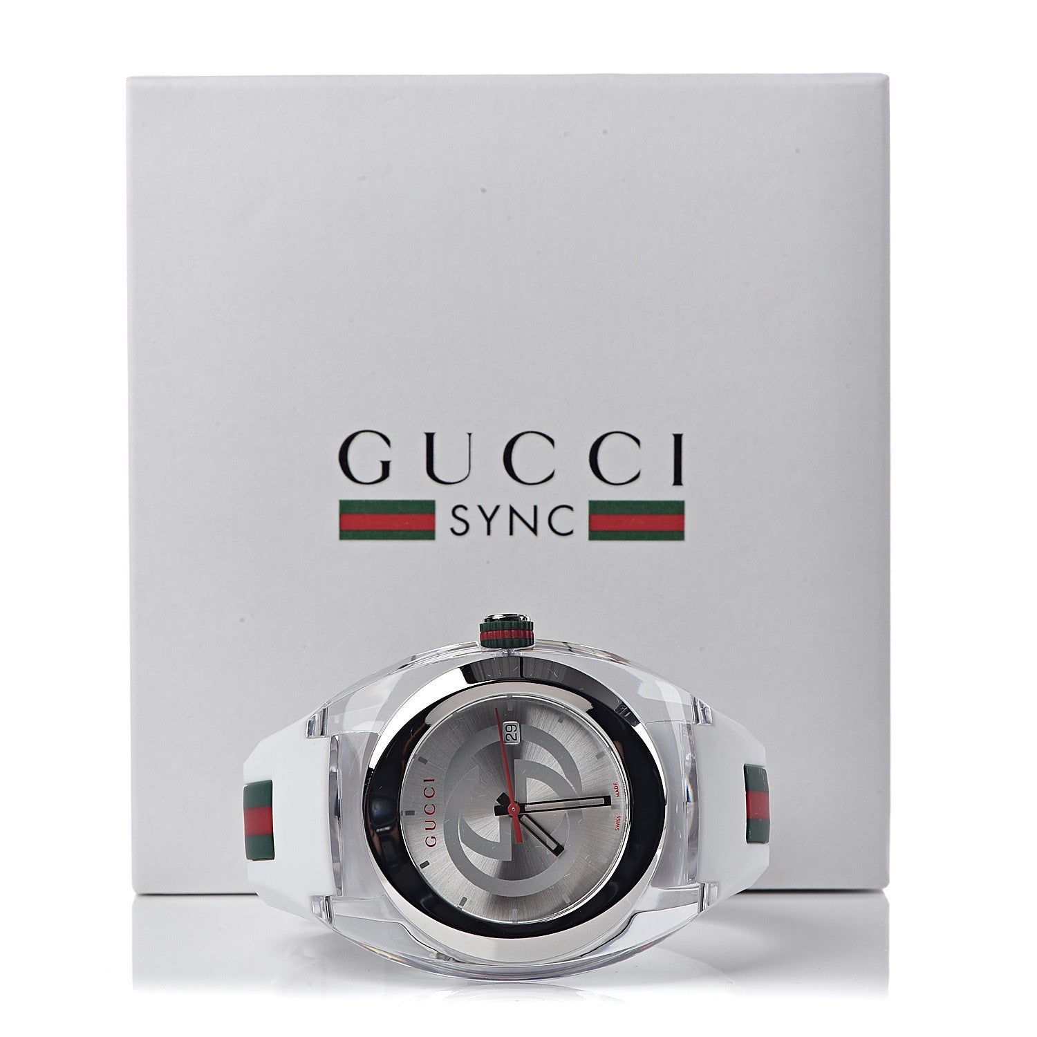 Gucci Stainless Steel Rubber 46mm Sync Web Quartz Watch White 7 of 7