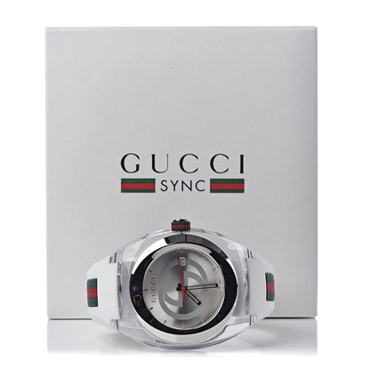 Gucci Stainless Steel Rubber 46mm Sync Web Quartz Watch White 7 of 7