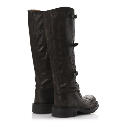 Miu Miu Antique Calfskin Buckle Boots 36.5 Cacao 5 of 14