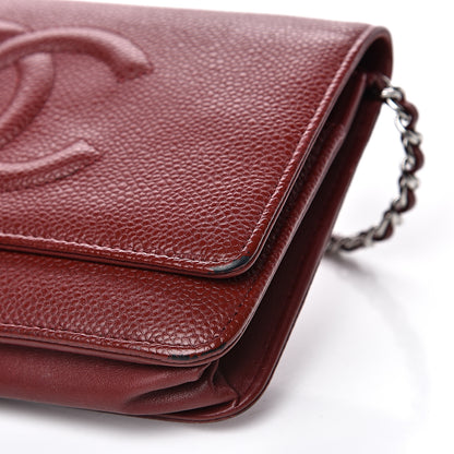 Chanel Caviar Timeless CC Wallet on Chain WOC Dark Red 10 of 16
