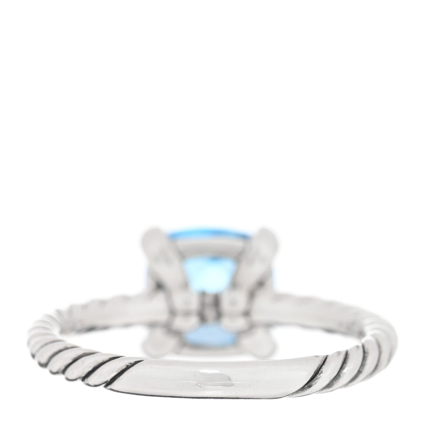 Sterling Silver Diamond Blue Topaz 8mm Chatelaine Ring 49 5