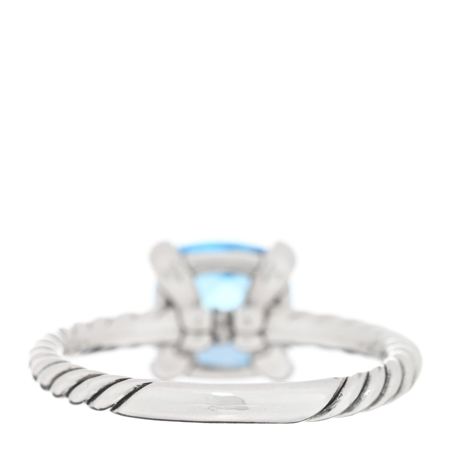 David Yurman Sterling Silver Diamond Blue Topaz 8mm Chatelaine Ring 49 5 3 of 4
