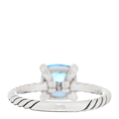 David Yurman Sterling Silver Diamond Blue Topaz 8mm Chatelaine Ring 49 5 3 of 4