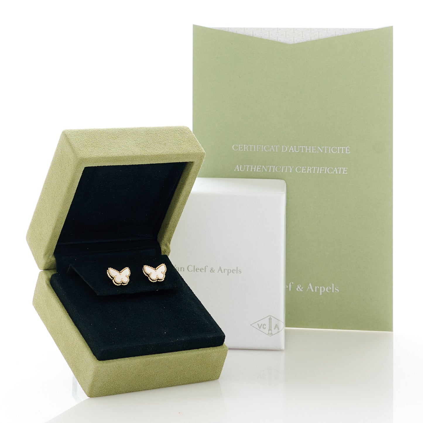 18K Yellow Gold Mother of Pearl Sweet Alhambra Butterfly Earrings